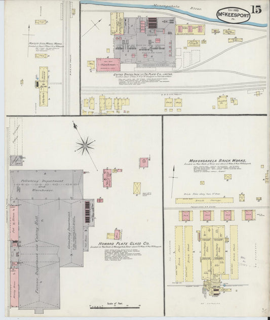 Sanborn Fire Insurance Map from McKeesport, Allegheny County, Pennsylvania (1889), Sheet #0015 - Historic Sanborn Fire Insurance Map Print, vintage old map wall art, antique decor, genealogy gift, Pennsylvania Pennsylvania map