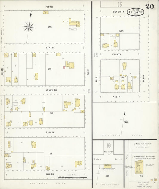 Sanborn Fire Insurance Map from Albany, Linn County, Oregon (1895), Sheet #0020 - Historic Sanborn Fire Insurance Map Print, vintage old map wall art, antique decor, genealogy gift, Oregon Oregon map