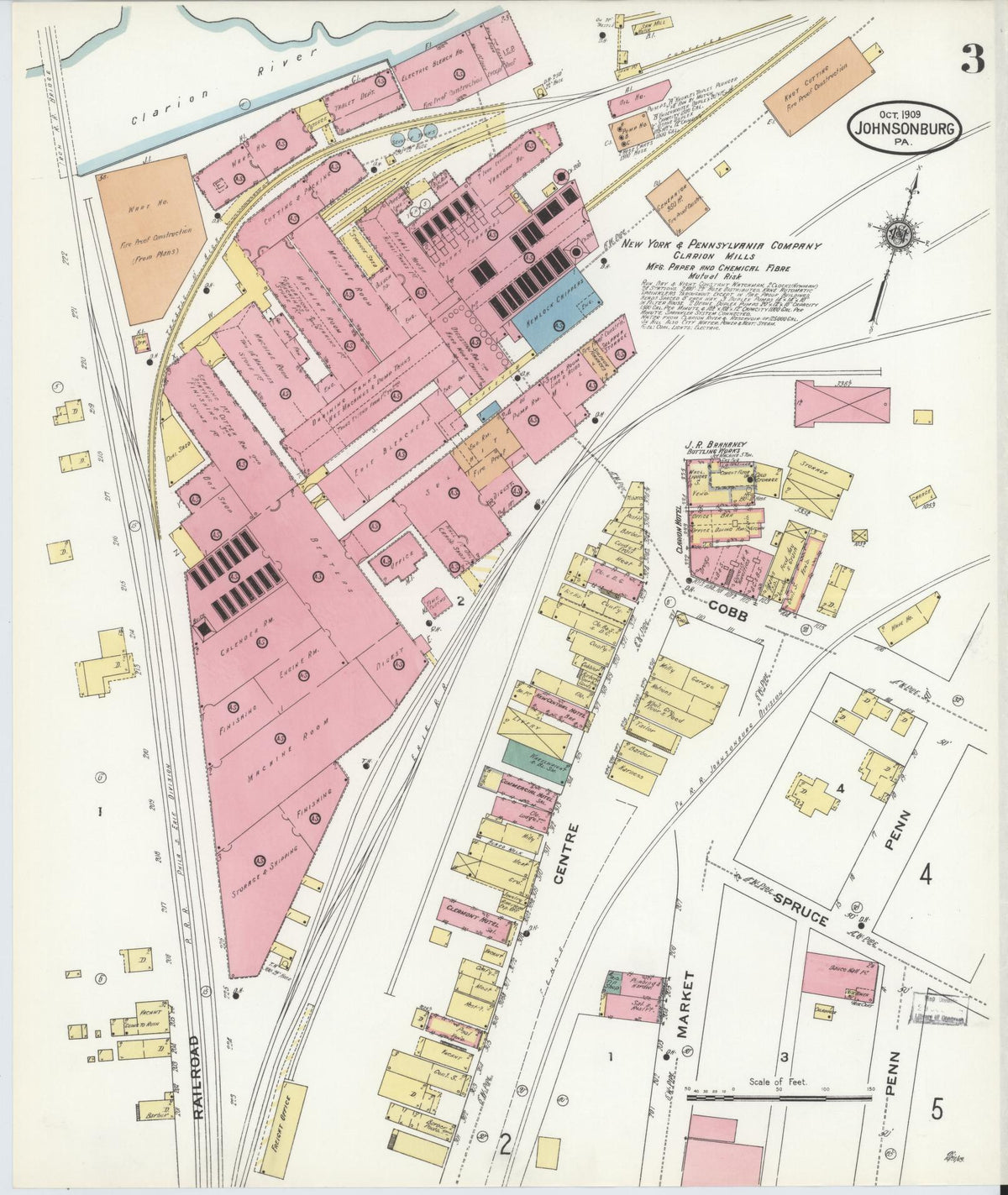 Sanborn Fire Insurance Map from Johnsonburg, Elk County, Pennsylvania (1909), Sheet #0003 - Complete Map Set gallery image, historic Sanborn map, vintage wall art, Pennsylvania Pennsylvania