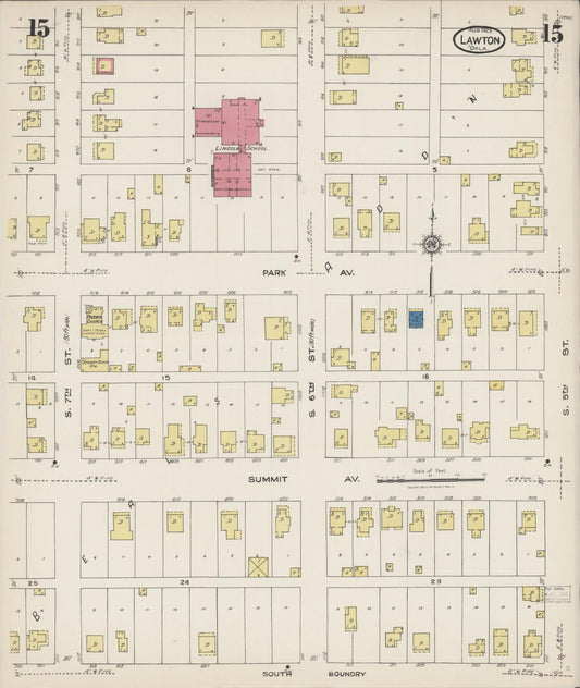 Sanborn Fire Insurance Map from Lawton, Comanche County, Oklahoma (1923), Sheet #0015 - Historic Sanborn Fire Insurance Map Print, vintage old map wall art, antique decor, genealogy gift, Oklahoma Oklahoma map