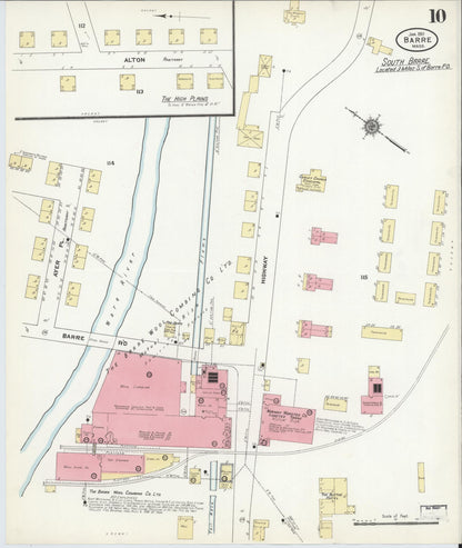 Sanborn Fire Insurance Map from Barre, Worcester County, Massachusetts (1911), Sheet #0010 - Historic Sanborn Fire Insurance Map Print, vintage old map wall art, antique decor, genealogy gift, Massachusetts Massachusetts map