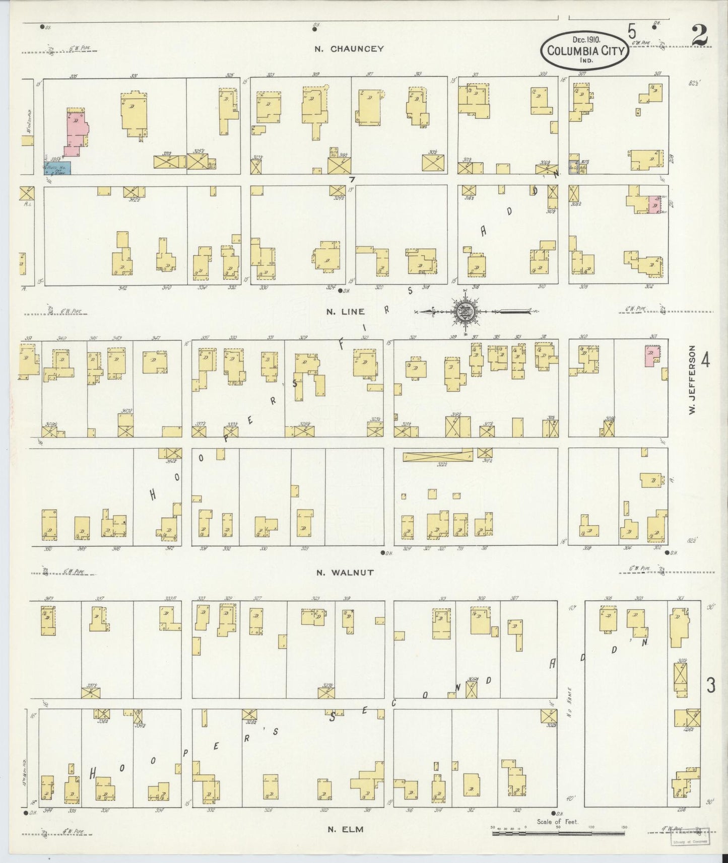 Sanborn Fire Insurance Map from Columbia City, Whitley County, Indiana (1910), Sheet #0002 - Complete Map Set gallery image, historic Sanborn map, vintage wall art, Indiana Indiana