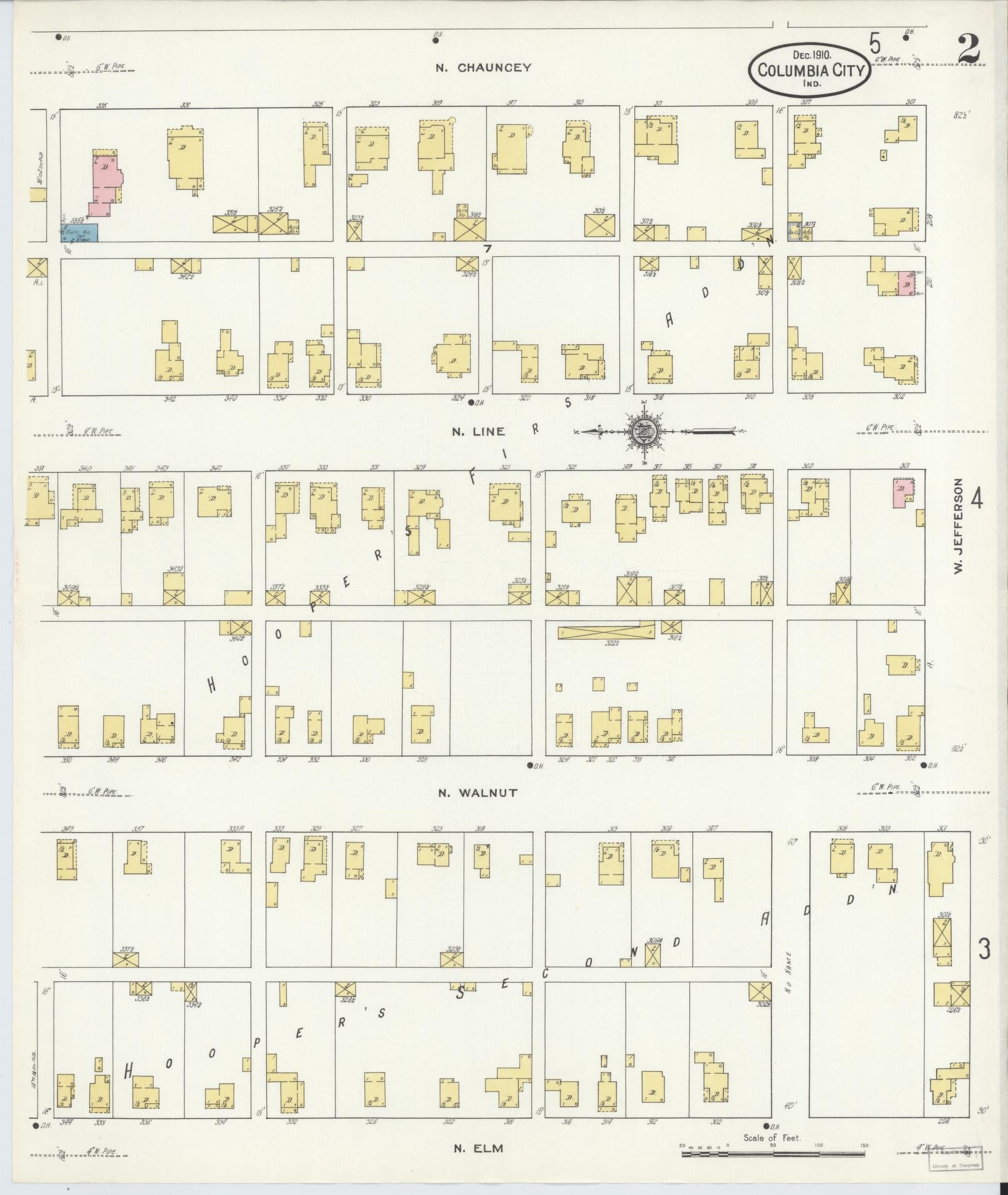 Sanborn Fire Insurance Map from Columbia City, Whitley County, Indiana (1910), Sheet #0002 - Complete Map Set gallery image, historic Sanborn map, vintage wall art, Indiana Indiana