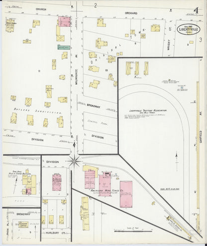 Sanborn Fire Insurance Map from Libertyville, Lake County, Illinois (1907), Sheet #0004 - Historic Sanborn Fire Insurance Map Print, vintage old map wall art, antique decor, genealogy gift, Illinois Illinois map