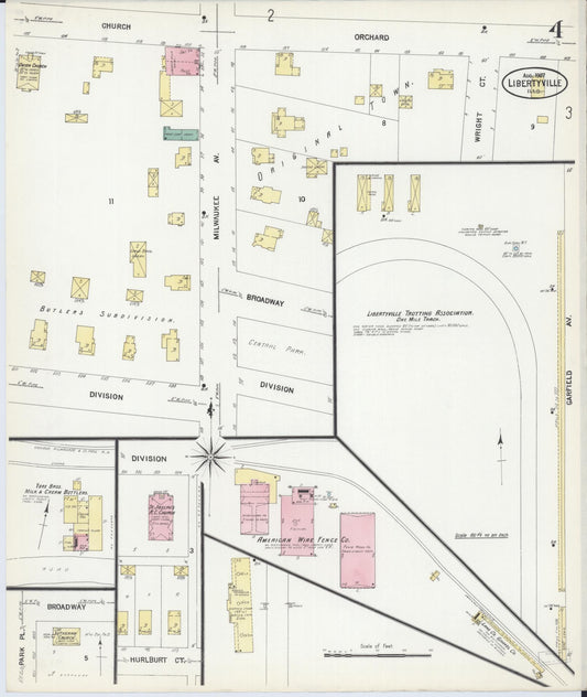 Sanborn Fire Insurance Map from Libertyville, Lake County, Illinois (1907), Sheet #0004 - Historic Sanborn Fire Insurance Map Print, vintage old map wall art, antique decor, genealogy gift, Illinois Illinois map