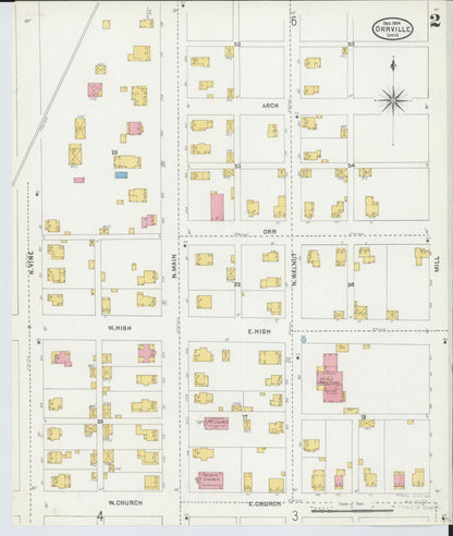 Sanborn Fire Insurance Map from Orrville, Wayne County, Ohio (1904), Sheet #0002 - Complete Map Set gallery image, historic Sanborn map, vintage wall art, Ohio Ohio