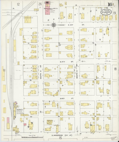 Sanborn Fire Insurance Map from Elwood, Madison County, Indiana (1910), Sheet #0016 - Complete Map Set gallery image, historic Sanborn map, vintage wall art, Indiana Indiana