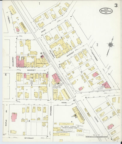 Sanborn Fire Insurance Map from Brookville, Montgomery County, Ohio (1911), Sheet #0003 - Historic Sanborn Fire Insurance Map Print, vintage old map wall art, antique decor, genealogy gift, Ohio Ohio map