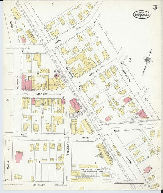 Sanborn Fire Insurance Map from Brookville, Montgomery County, Ohio (1911), Sheet #0003 - Historic Sanborn Fire Insurance Map Print, vintage old map wall art, antique decor, genealogy gift, Ohio Ohio map