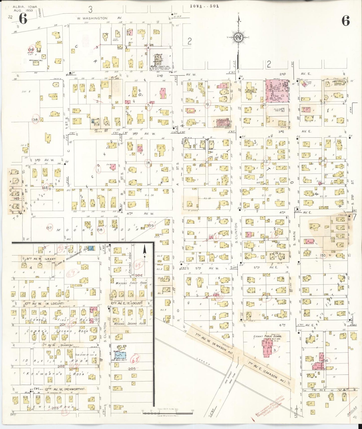 Sanborn Fire Insurance Map from Albia, Monroe County, Iowa (1947), Sheet #0006 - Historic Sanborn Fire Insurance Map Print