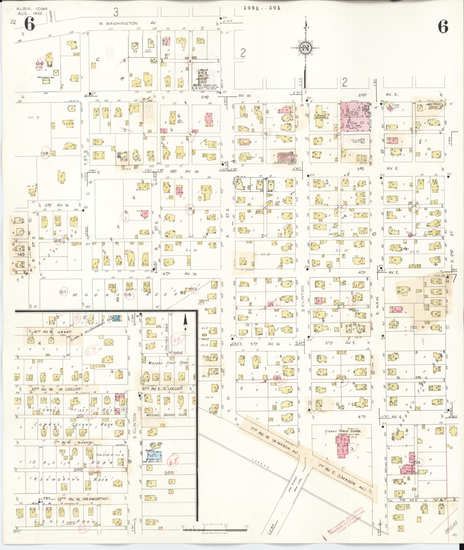 Sanborn Fire Insurance Map from Albia, Monroe County, Iowa (1947), Sheet #0006 - Historic Sanborn Fire Insurance Map Print