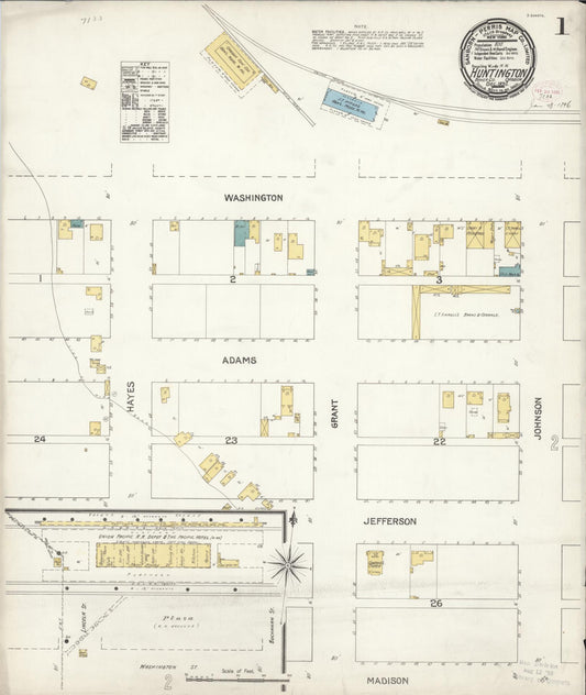 Sanborn Fire Insurance Map from Huntington, Baker County, Oregon (1895), Sheet #0001 - Historic Sanborn Fire Insurance Map Print, vintage old map wall art, antique decor, genealogy gift, Oregon Oregon map