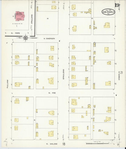 Sanborn Fire Insurance Map from San Angelo, Tom Green County, Texas (1913), Sheet #0019 - Complete Map Set gallery image, historic Sanborn map, vintage wall art, Texas Texas