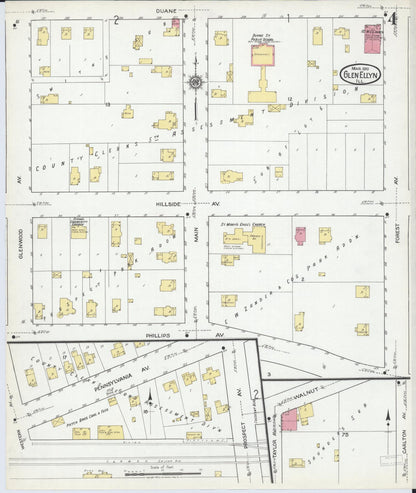 Sanborn Fire Insurance Map from Glen Ellyn, Du Page County, Illinois (1919), Sheet #0004 - Complete Map Set gallery image, historic Sanborn map, vintage wall art, Illinois Illinois