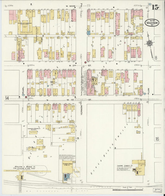 Sanborn Fire Insurance Map from Madison, Jefferson County, Indiana (1911), Sheet #0015 - Historic Sanborn Fire Insurance Map Print, vintage old map wall art, antique decor, genealogy gift, Indiana Indiana map