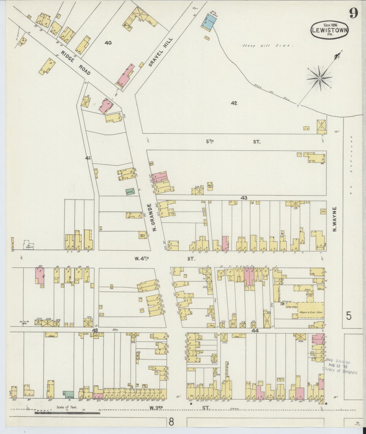 Sanborn Fire Insurance Map from Lewistown, Mifflin County, Pennsylvania (1896), Sheet #0009 - Complete Map Set gallery image, historic Sanborn map, vintage wall art, Pennsylvania Pennsylvania