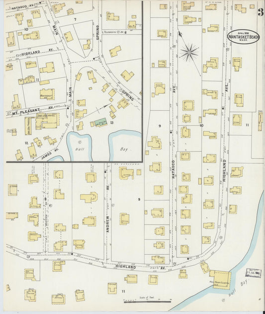 Sanborn Fire Insurance Map from Nantasket Beach, Plymouth County, Massachusetts (1898), Sheet #0003 - Historic Sanborn Fire Insurance Map Print, vintage old map wall art, antique decor, genealogy gift, Massachusetts Massachusetts map