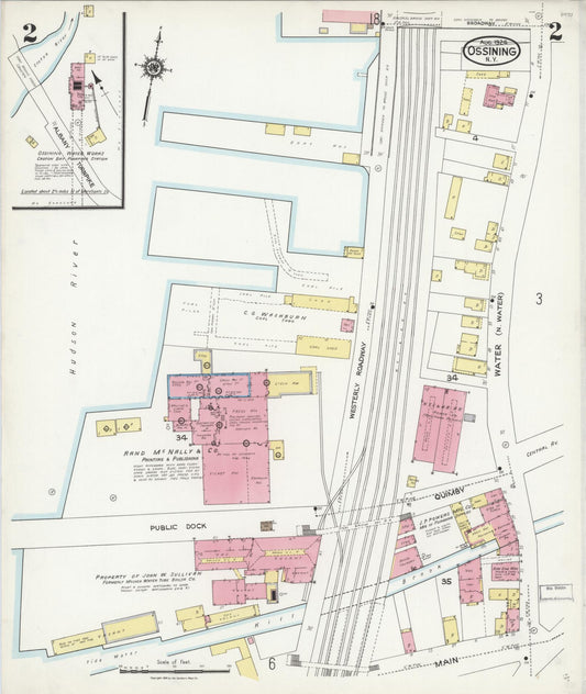 Sanborn Fire Insurance Map from Ossining, Westchester County, New York (1924), Sheet #0002 - Historic Sanborn Fire Insurance Map Print, vintage old map wall art, antique decor, genealogy gift, New York New York map