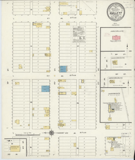 Sanborn Fire Insurance Map from Hallett, Pawnee County, Oklahoma (1911), Sheet #0001 - Historic Sanborn Fire Insurance Map Print, vintage old map wall art, antique decor, genealogy gift, Oklahoma Oklahoma map