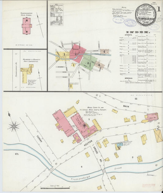 Sanborn Fire Insurance Map from Trumansburg, Tompkins County, New York (1898), Sheet #0001 - Historic Sanborn Fire Insurance Map Print, vintage old map wall art, antique decor, genealogy gift, New York New York map