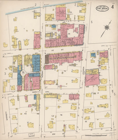 Sanborn Fire Insurance Map from Fort Myers, Lee County, Florida (1922), Sheet #0004 - Complete Map Set gallery image, historic Sanborn map, vintage wall art, Florida Florida