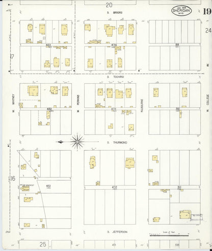 Sanborn Fire Insurance Map from Sheridan, Sheridan County, Wyoming (1908), Sheet #0019 - Complete Map Set gallery image, historic Sanborn map, vintage wall art, Wyoming Wyoming
