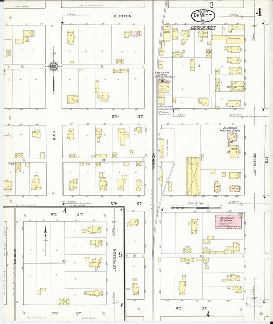 Sanborn Fire Insurance Map from De Witt, Clinton County, Iowa (1914), Sheet #0004 - Historic Sanborn Fire Insurance Map Print, vintage old map wall art