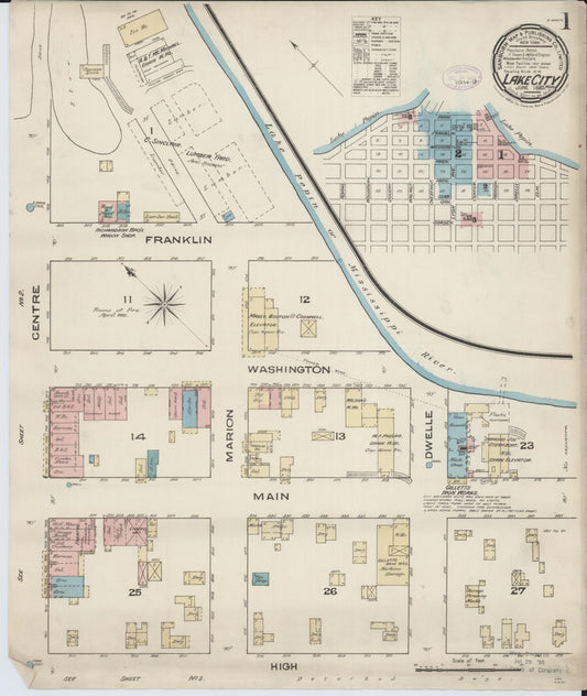 Sanborn Fire Insurance Map from Lake City, Wabasha County, Minnesota (1885), Sheet #0001 - Historic Sanborn Fire Insurance Map Print, vintage old map wall art, antique decor, genealogy gift, Minnesota Minnesota map