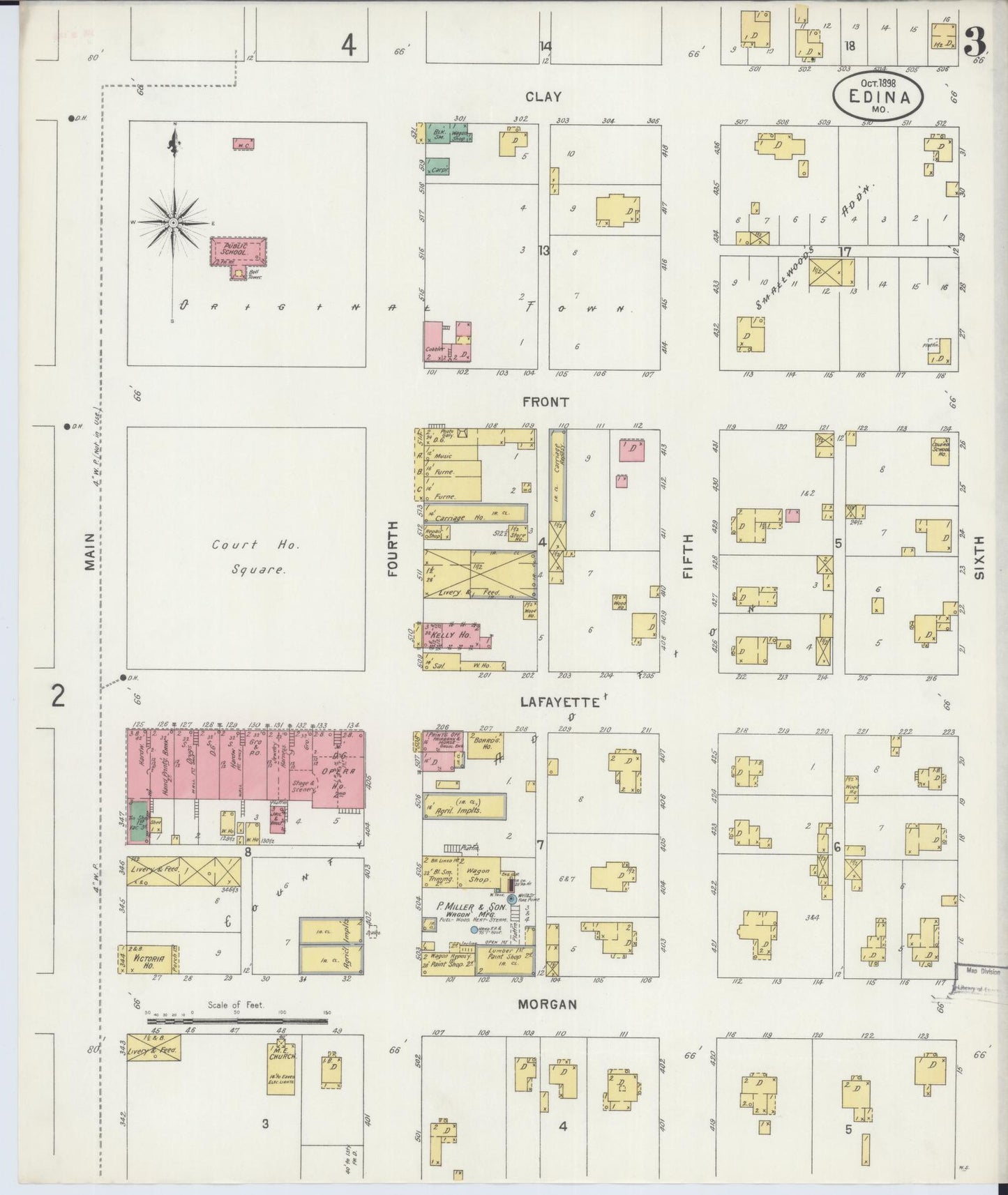 Sanborn Fire Insurance Map from Edina, Knox County, Missouri (1898), Sheet #0003 - Complete Map Set gallery image, historic Sanborn map, vintage wall art, Missouri Missouri