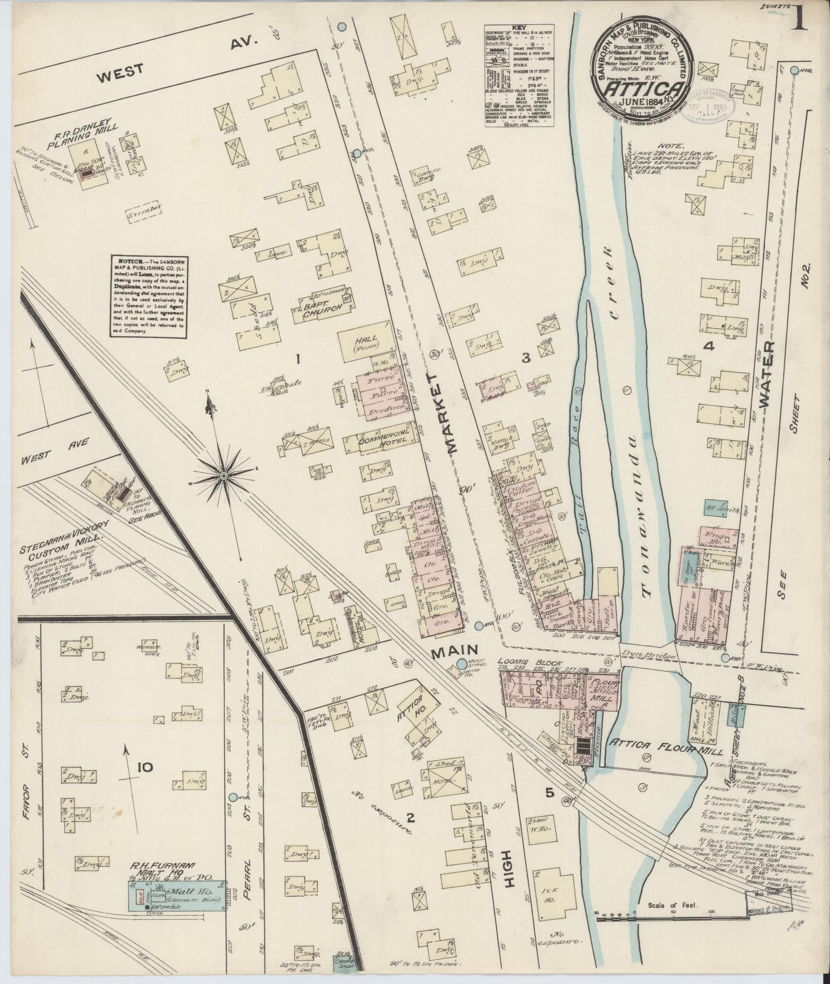 Sanborn Fire Insurance Map from Attica, Wyoming County, New York. (1884) – Historic Sanborn Fire Insurance Map Print