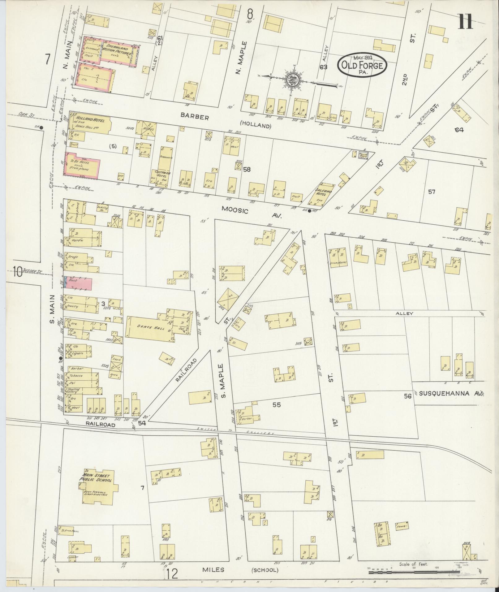 Sanborn Fire Insurance Map from Old Forge, Lackawanna County, Pennsylvania (1914), Sheet #0011 - Historic Sanborn Fire Insurance Map Print, vintage old map wall art, antique decor, genealogy gift, Pennsylvania Pennsylvania map