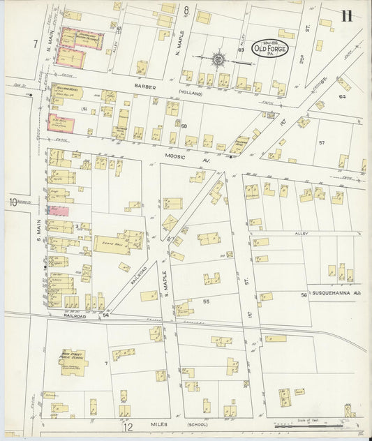 Sanborn Fire Insurance Map from Old Forge, Lackawanna County, Pennsylvania (1914), Sheet #0011 - Historic Sanborn Fire Insurance Map Print, vintage old map wall art, antique decor, genealogy gift, Pennsylvania Pennsylvania map