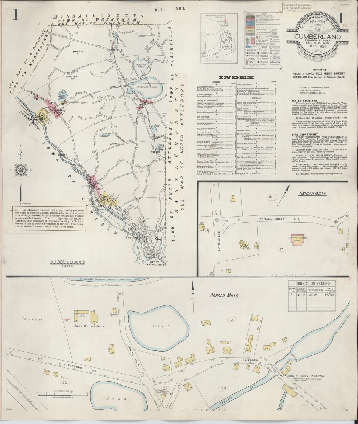 Sanborn Fire Insurance Map from Cumberland, Providence County, Rhode Island (1941), Sheet #0001 - Complete Map Set gallery image, historic Sanborn map, vintage wall art, Rhode Island Rhode Island