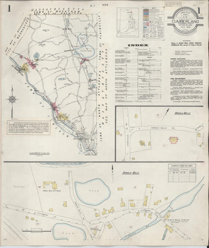 Sanborn Fire Insurance Map from Cumberland, Providence County, Rhode Island (1941), Sheet #0001 - Complete Map Set gallery image, historic Sanborn map, vintage wall art, Rhode Island Rhode Island