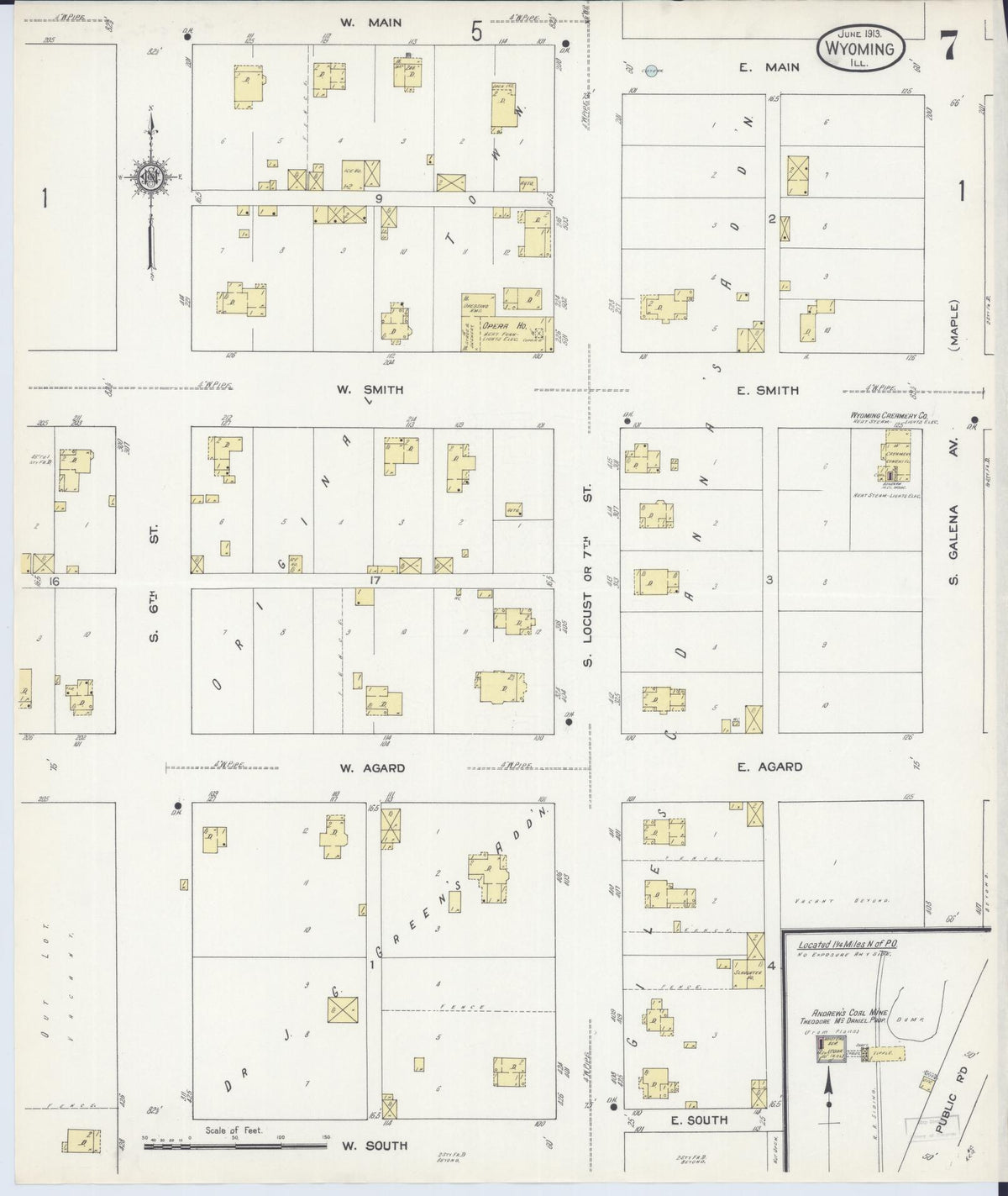 Sanborn Fire Insurance Map from Wyoming, Stark County, Illinois (1913), Sheet #0007 - Historic Sanborn Fire Insurance Map Print, vintage old map wall art, antique decor, genealogy gift, Illinois Illinois map
