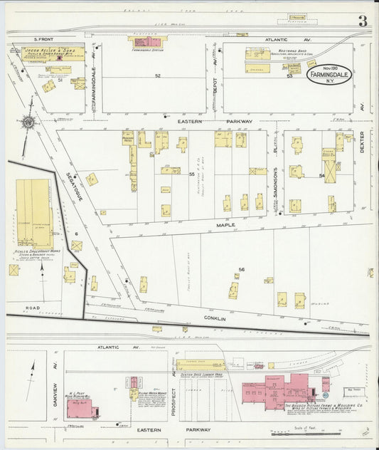 Sanborn Fire Insurance Map from Farmingdale, Nassau County, New York (1910), Sheet #0003 - Historic Sanborn Fire Insurance Map Print, vintage old map wall art, antique decor, genealogy gift, New York New York map