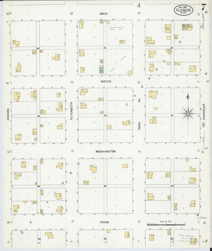 Sanborn Fire Insurance Map from Glencoe, Mcleod County, Minnesota (1908), Sheet #0007 - Complete Map Set gallery image, historic Sanborn map, vintage wall art, Minnesota Minnesota