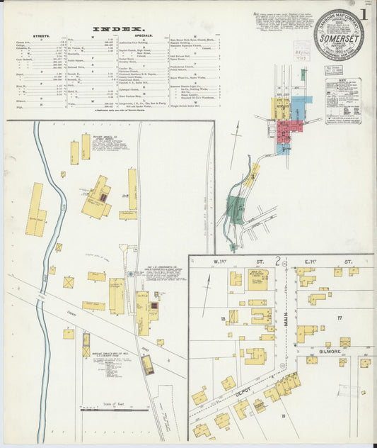 Sanborn Fire Insurance Map from Somerset, Pulaski County, Kentucky (1903), Sheet #0001 - Complete Map Set gallery image, historic Sanborn map, vintage wall art, Kentucky Kentucky