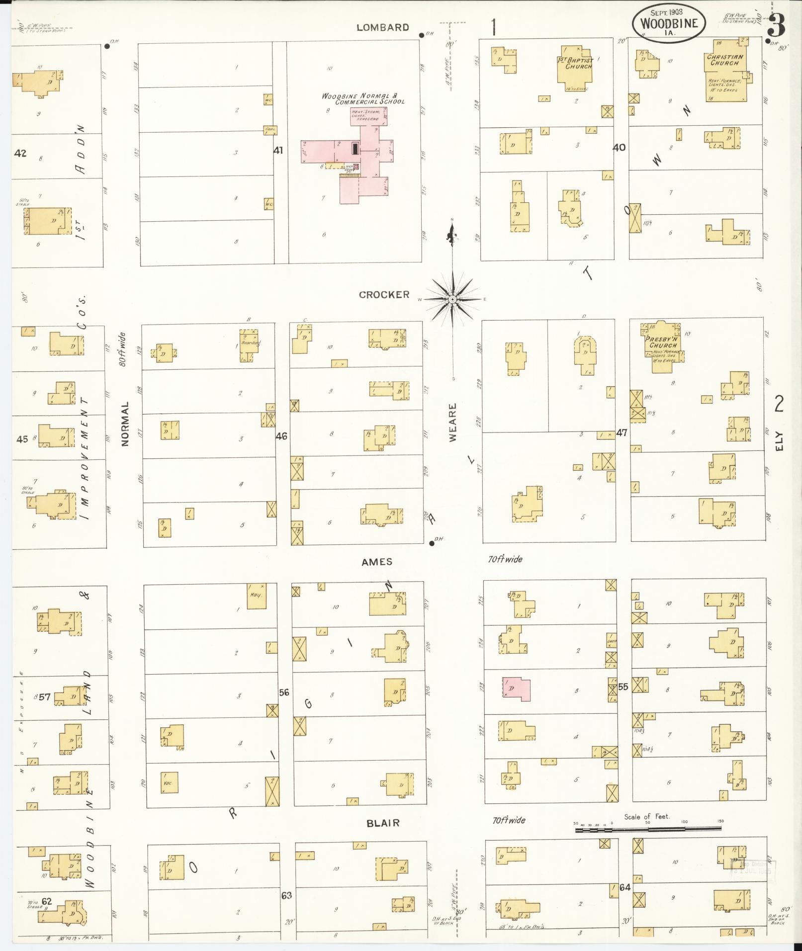 Sanborn Fire Insurance Map from Woodbine, Harrison County, Iowa (1908), Sheet #0003 - Historic Sanborn Fire Insurance Map Print