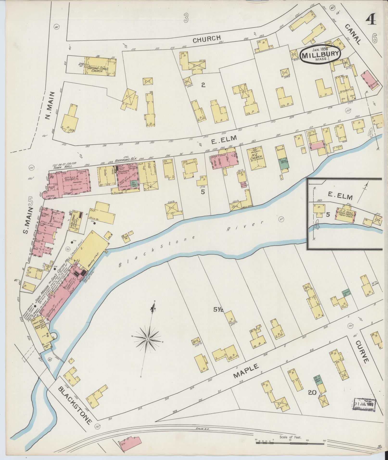 Sanborn Fire Insurance Map from Millbury, Worcester County, Massachusetts (1894), Sheet #0004 - Complete Map Set gallery image, historic Sanborn map, vintage wall art, Massachusetts Massachusetts