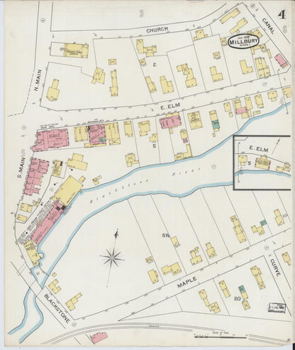 Sanborn Fire Insurance Map from Millbury, Worcester County, Massachusetts (1894), Sheet #0004 - Complete Map Set gallery image, historic Sanborn map, vintage wall art, Massachusetts Massachusetts