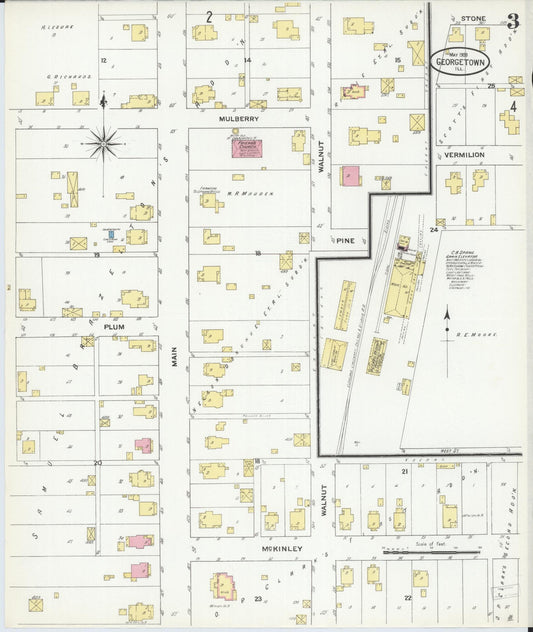Sanborn Fire Insurance Map from Georgetown, Vermilion County, Illinois (1909), Sheet #0003 - Historic Sanborn Fire Insurance Map Print, vintage old map wall art, antique decor, genealogy gift, Illinois Illinois map