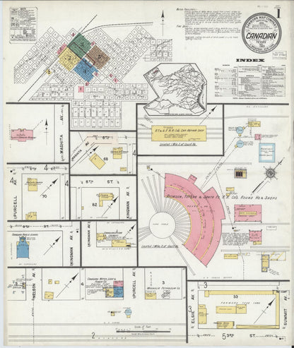 Sanborn Fire Insurance Map from Canadian, Hemphill County, Texas (1920), Sheet #0001 - Historic Sanborn Fire Insurance Map Print, vintage old map wall art, antique decor, genealogy gift, Texas Texas map