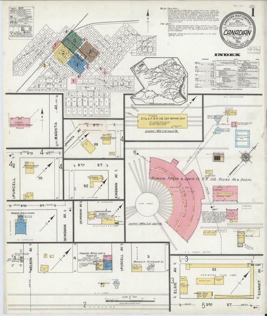 Sanborn Fire Insurance Map from Canadian, Hemphill County, Texas (1920), Sheet #0001 - Historic Sanborn Fire Insurance Map Print, vintage old map wall art, antique decor, genealogy gift, Texas Texas map