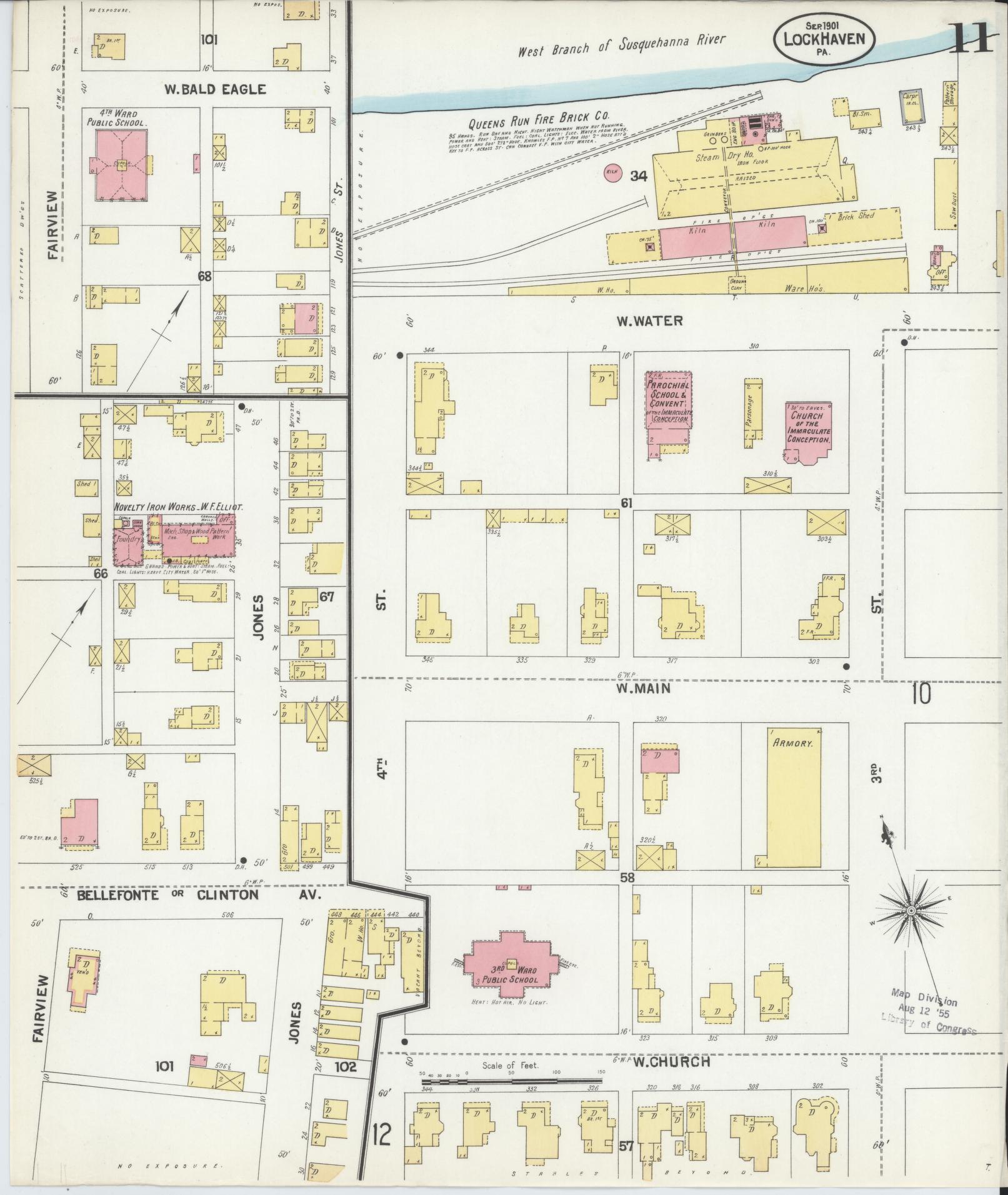 Sanborn Fire Insurance Map from Lock Haven, Clinton County, Pennsylvania (1901), Sheet #0011 - Complete Map Set gallery image, historic Sanborn map, vintage wall art, Pennsylvania Pennsylvania