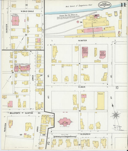 Sanborn Fire Insurance Map from Lock Haven, Clinton County, Pennsylvania (1901), Sheet #0011 - Complete Map Set gallery image, historic Sanborn map, vintage wall art, Pennsylvania Pennsylvania