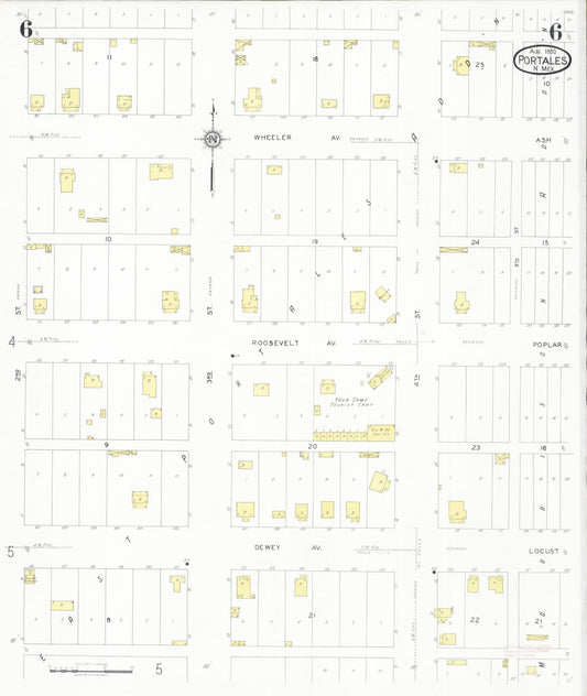 Sanborn Fire Insurance Map from Portales, Roosevelt County, New Mexico (1930), Sheet #0006 - Historic Sanborn Fire Insurance Map Print, vintage old map wall art, antique decor, genealogy gift, New Mexico New Mexico map