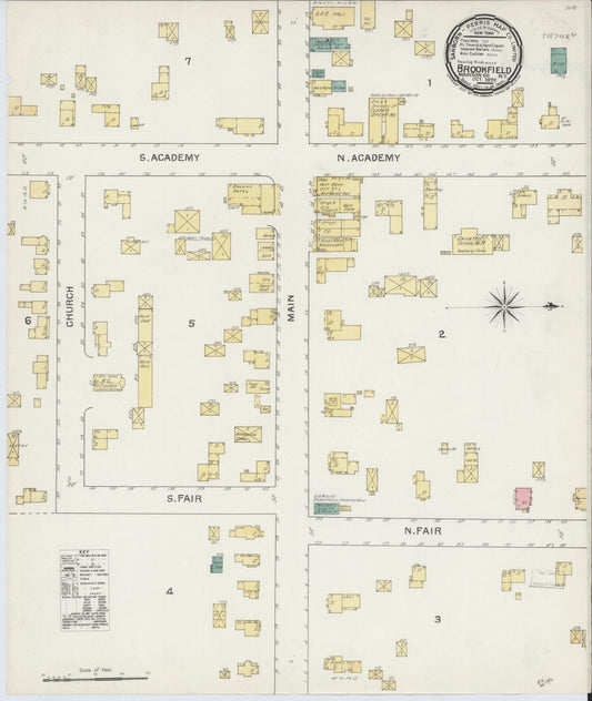 Sanborn Fire Insurance Map from Brookfield, Madison County, New York (1892), Sheet #0001 - Historic Sanborn Fire Insurance Map Print, vintage old map wall art, antique decor, genealogy gift, New York New York map