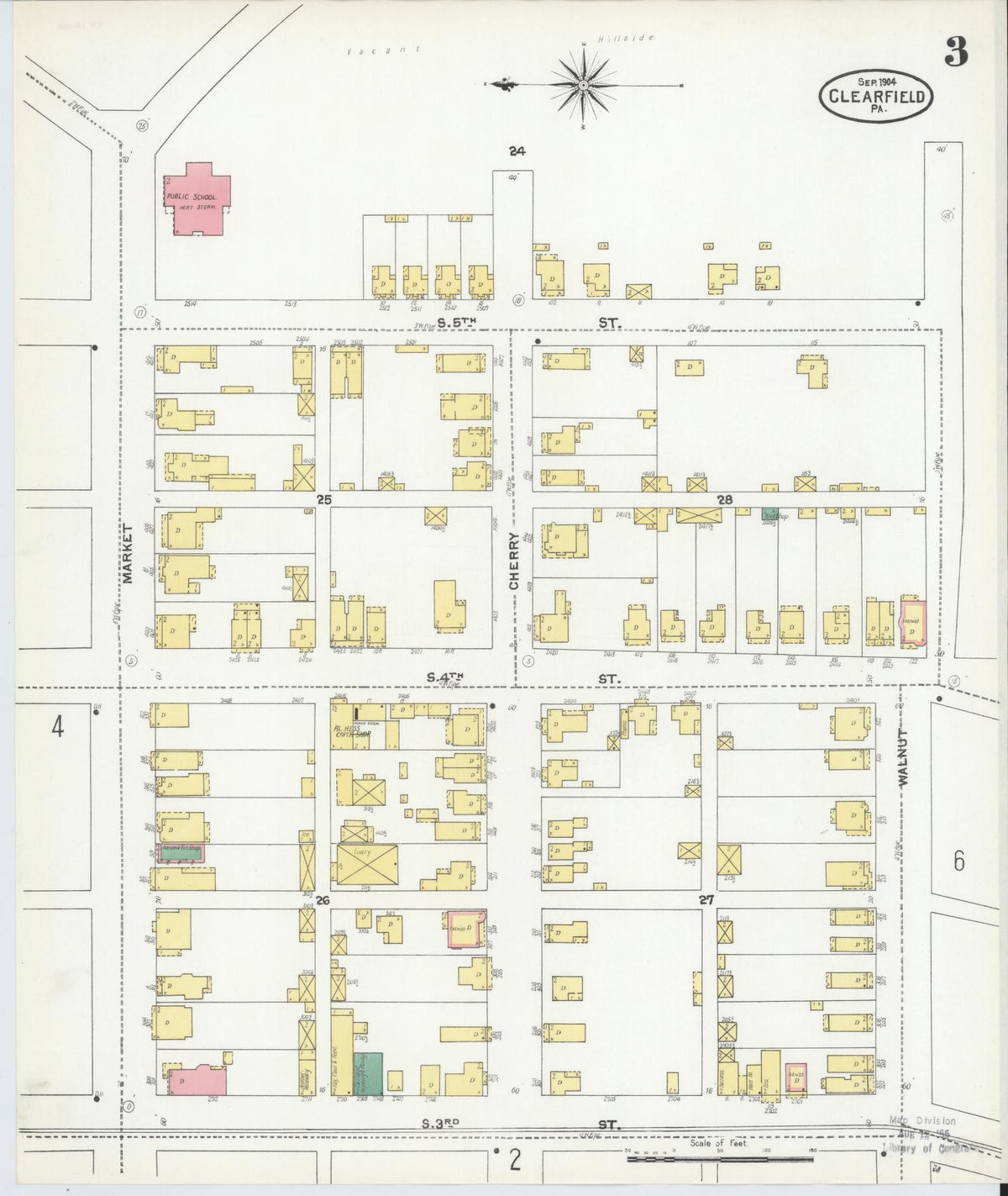 Sanborn Fire Insurance Map from Clearfield, Clearfield County, Pennsylvania (1904), Sheet #0003 - Complete Map Set gallery image, historic Sanborn map, vintage wall art, Pennsylvania Pennsylvania