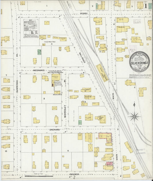 Sanborn Fire Insurance Map from Silver Springs, Wyoming County, New York (1905), Sheet #0001 - Historic Sanborn Fire Insurance Map Print, vintage old map wall art, antique decor, genealogy gift, Silver Springs Wyoming map